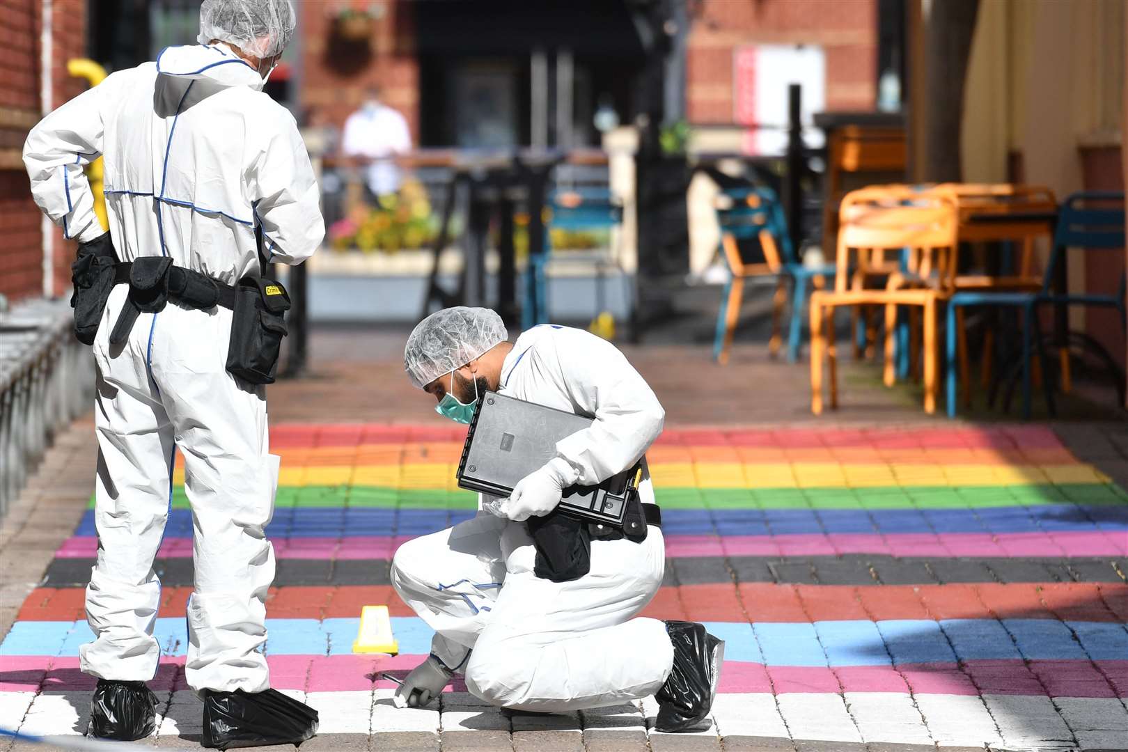 Police forensic officers in Hurst Walk in Birmingham (Jacob King/PA)