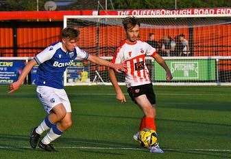 Jacob Lambert for Sheppey in pre-season action against Gillingham at Holm Park Picture: Marc Richards