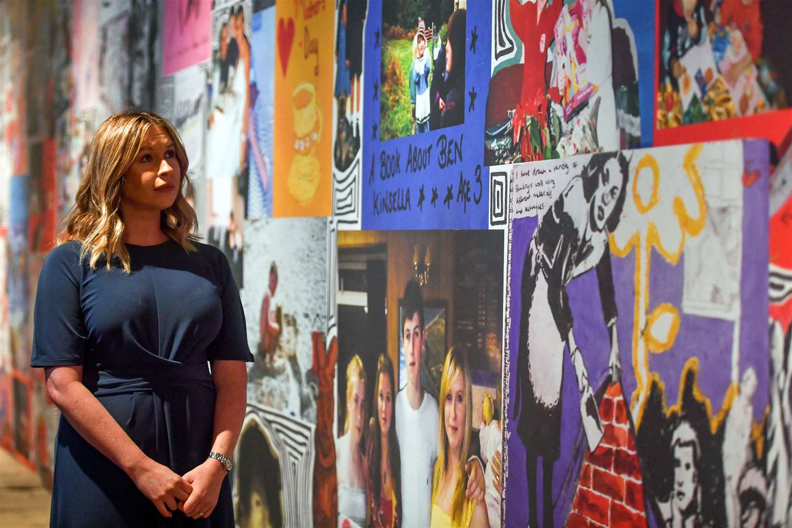 Brooke Kinsella next to a mural dedicated to her brother Ben (Jacob King/PA)