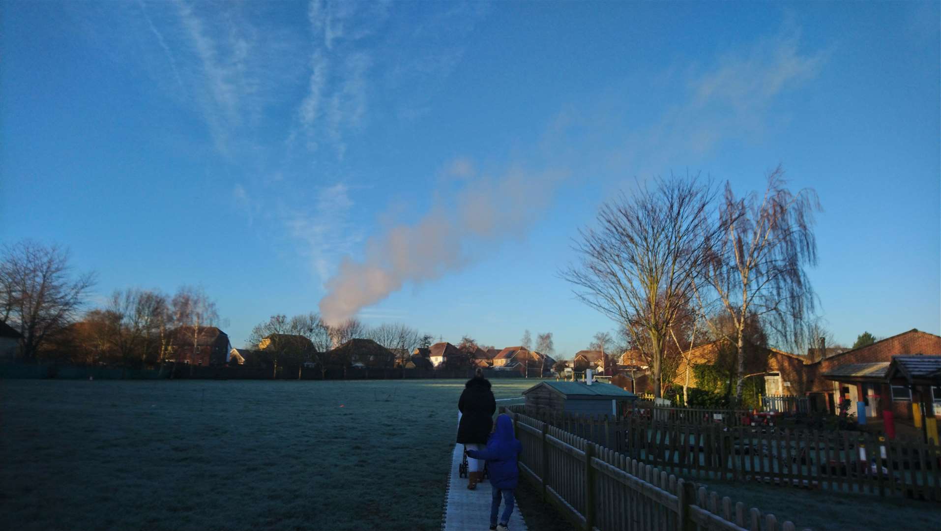 The plume could be seen on the way to work