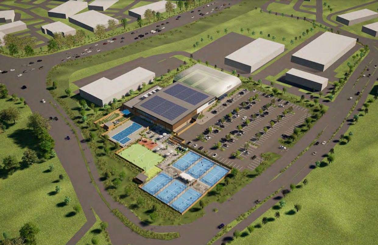 The huge David Lloyd leisure club will feature three tennis courts and four swimming pools. Picture: Hadfield Cawkwell Davidson Ltd