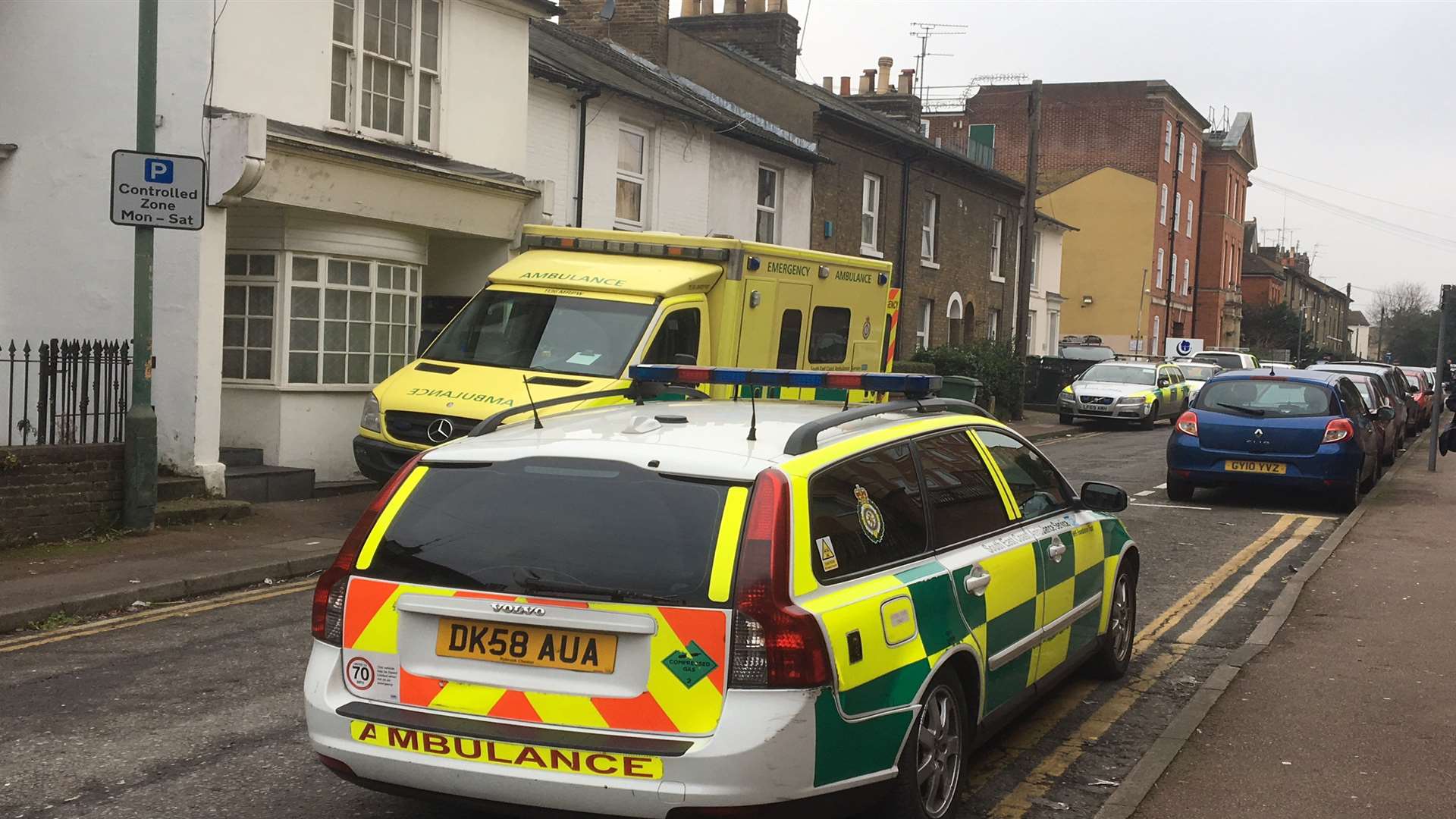Emergency services at the scene in Marsham Street, Maidstone