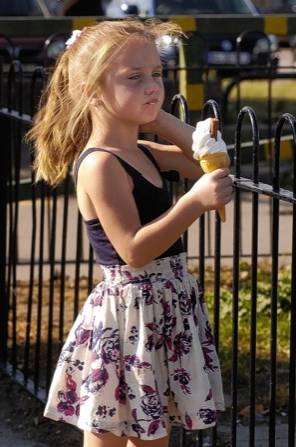 Ebony Derham enjoys her cool ice cream