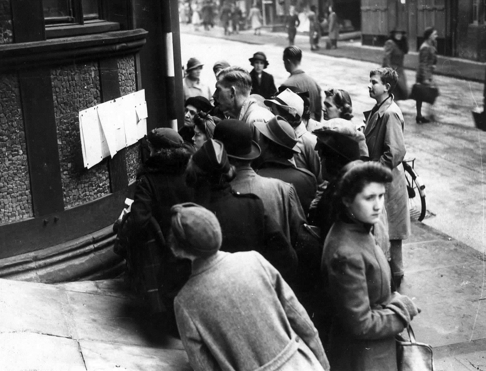 The casualty list outside the Beaney Institute in the High Street made grim reading after the raids of 1942