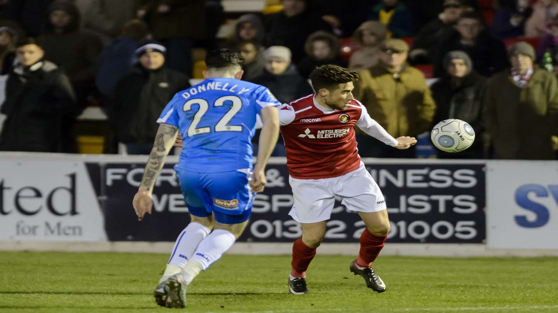 Sean Shields looks to bring the ball under control against Hartlepool Picture: Andy Payton