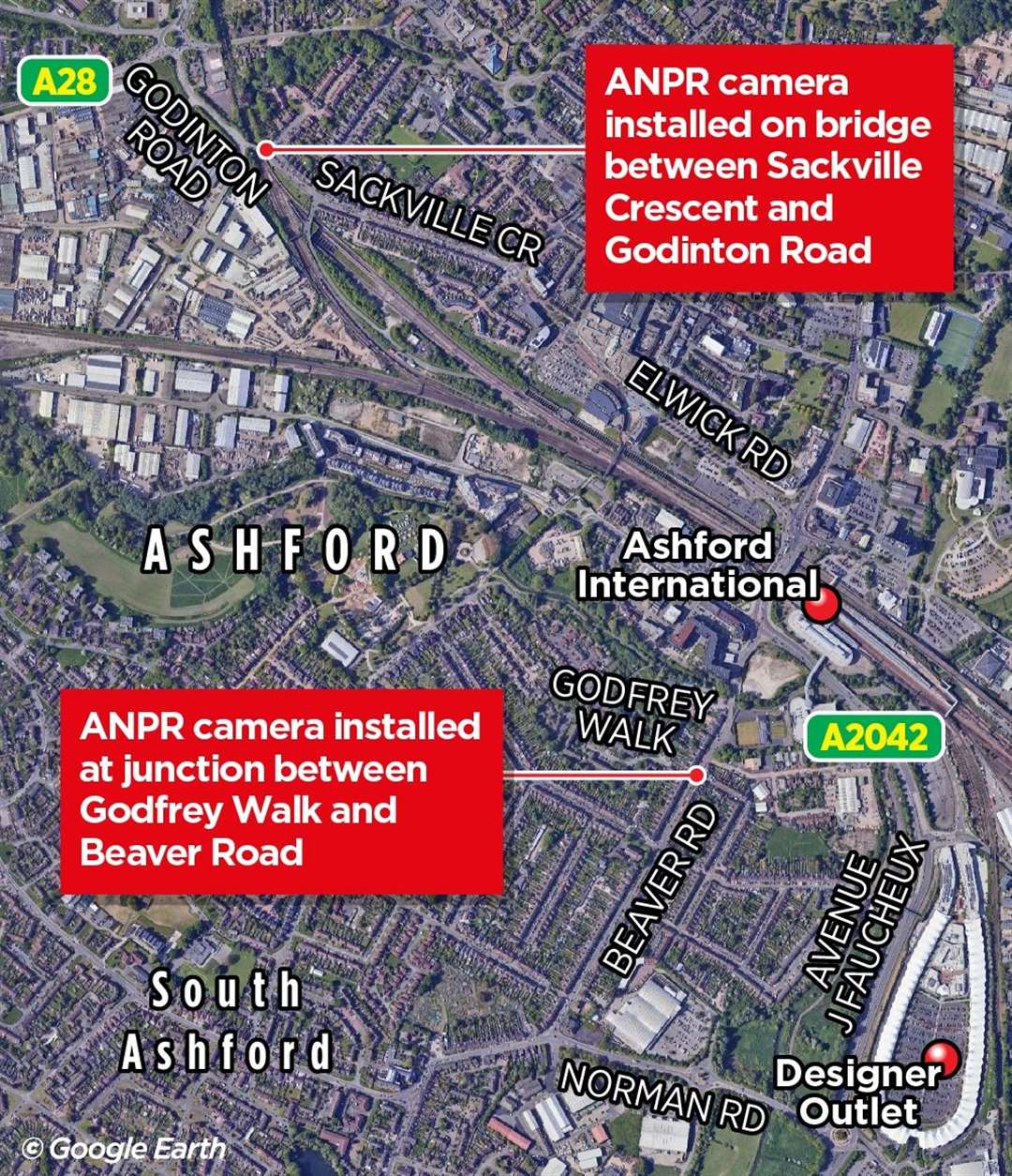 The two routes are not far from Ashford town centre