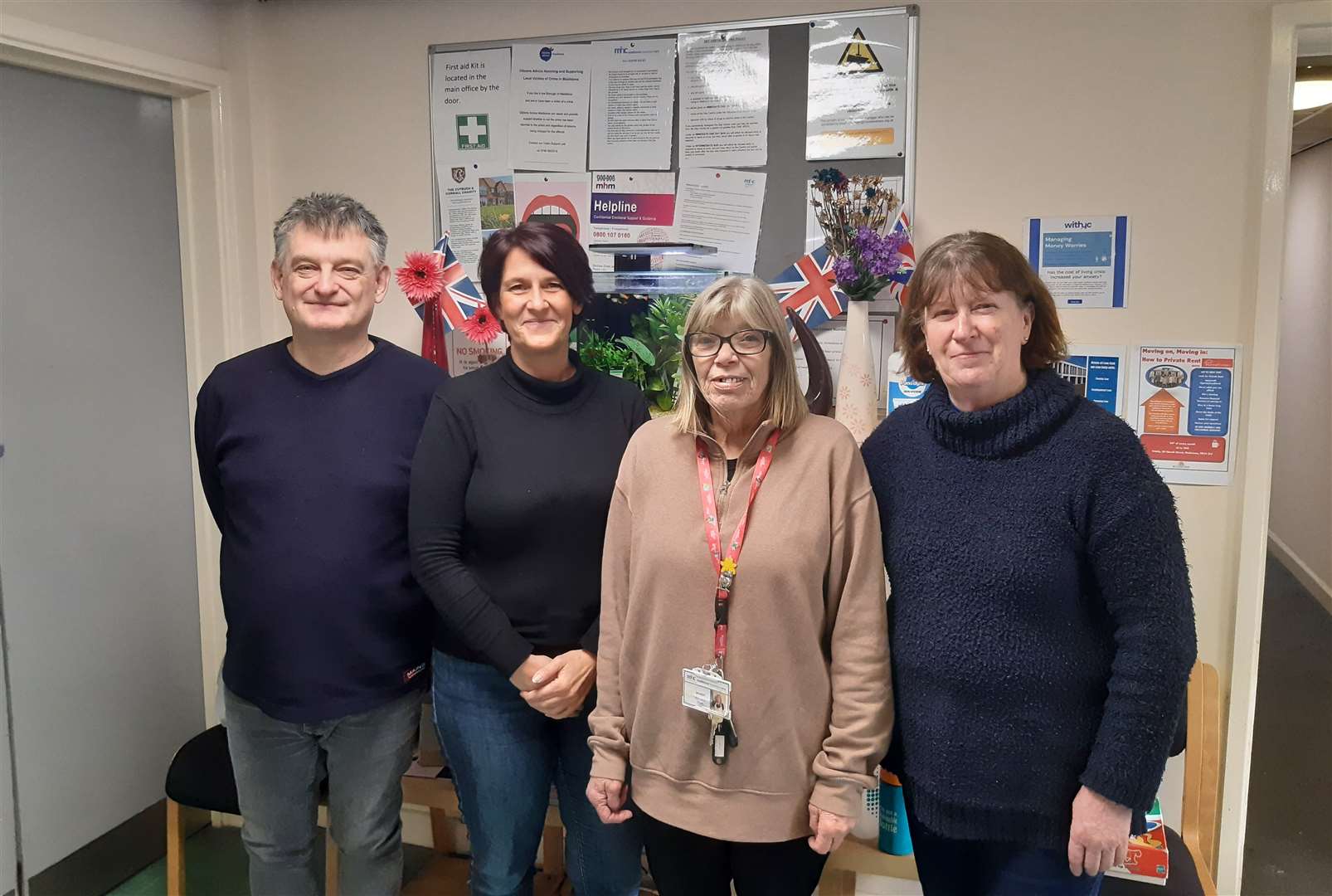 Charity administrator Nick Emmerick with manager Tara Beckett and project workers Amanda Jeffrey and Gwyn McPherson