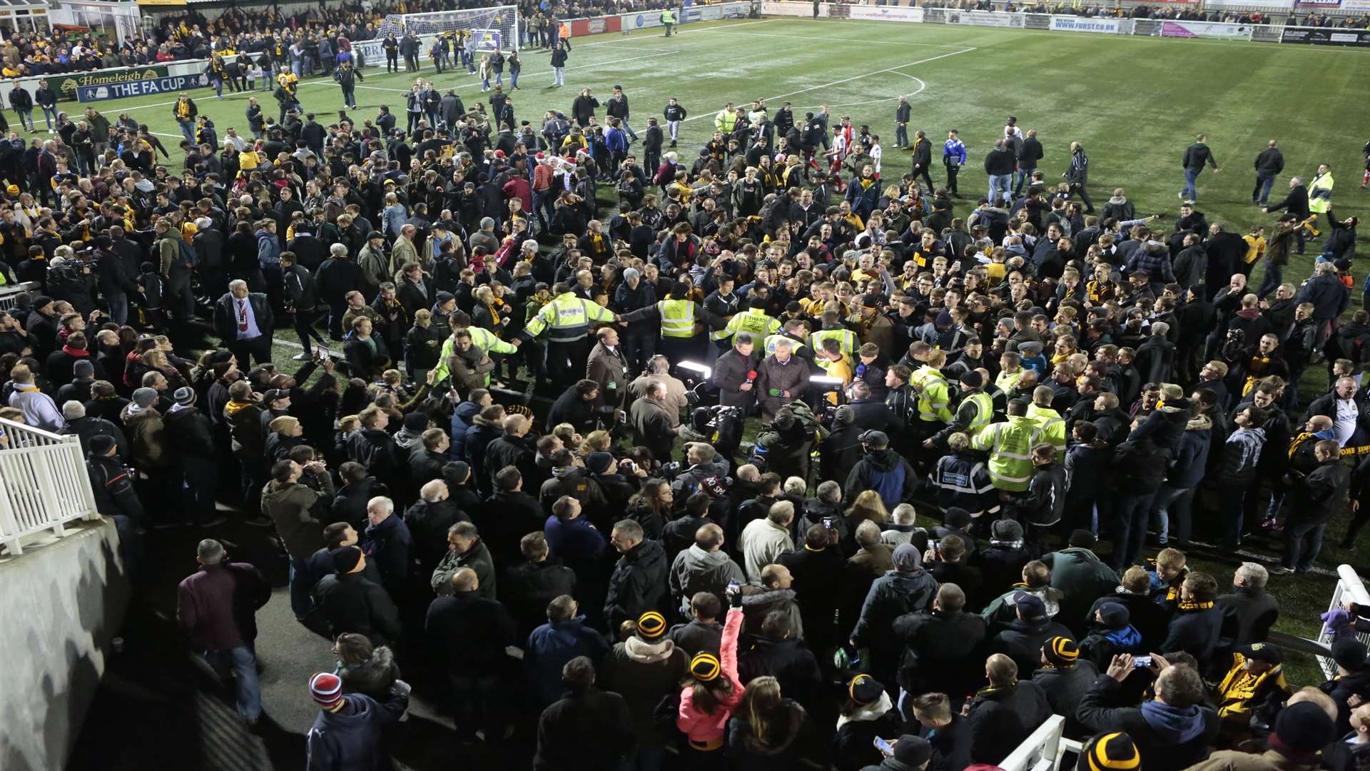 Maidstone fans celebrate FA Cup victory over Stevenage Picture: Martin Apps
