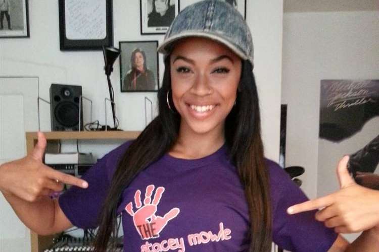 X Factor finalist Tamera Foster with her Stacey Mowle T-shirt