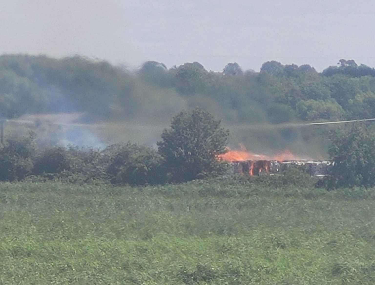 Flames issuing from the Smurfit Kappa Townsend Hook paper mill in Mill Street, Snodland. Picture: Rowan Bean-Coupe