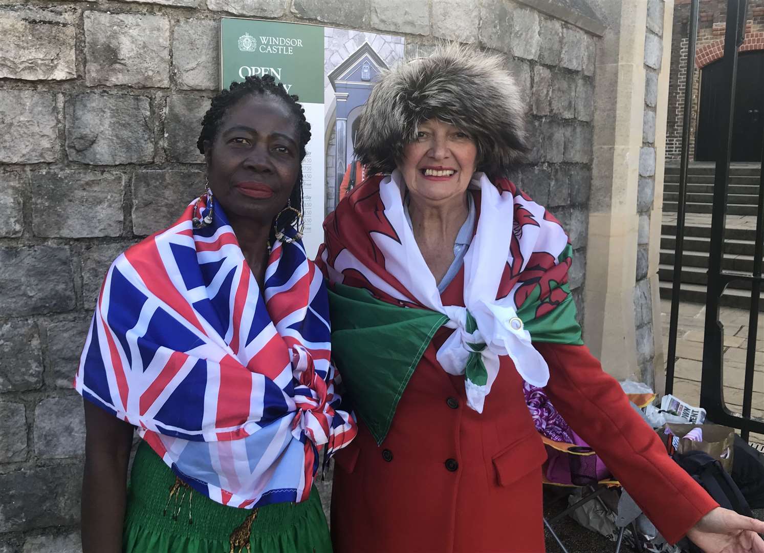 Grace Gotharg and Anne Daley wait to enter as Windsor Castle and St George’s Chapel reopen to the public (Andrew Quinn/PA)