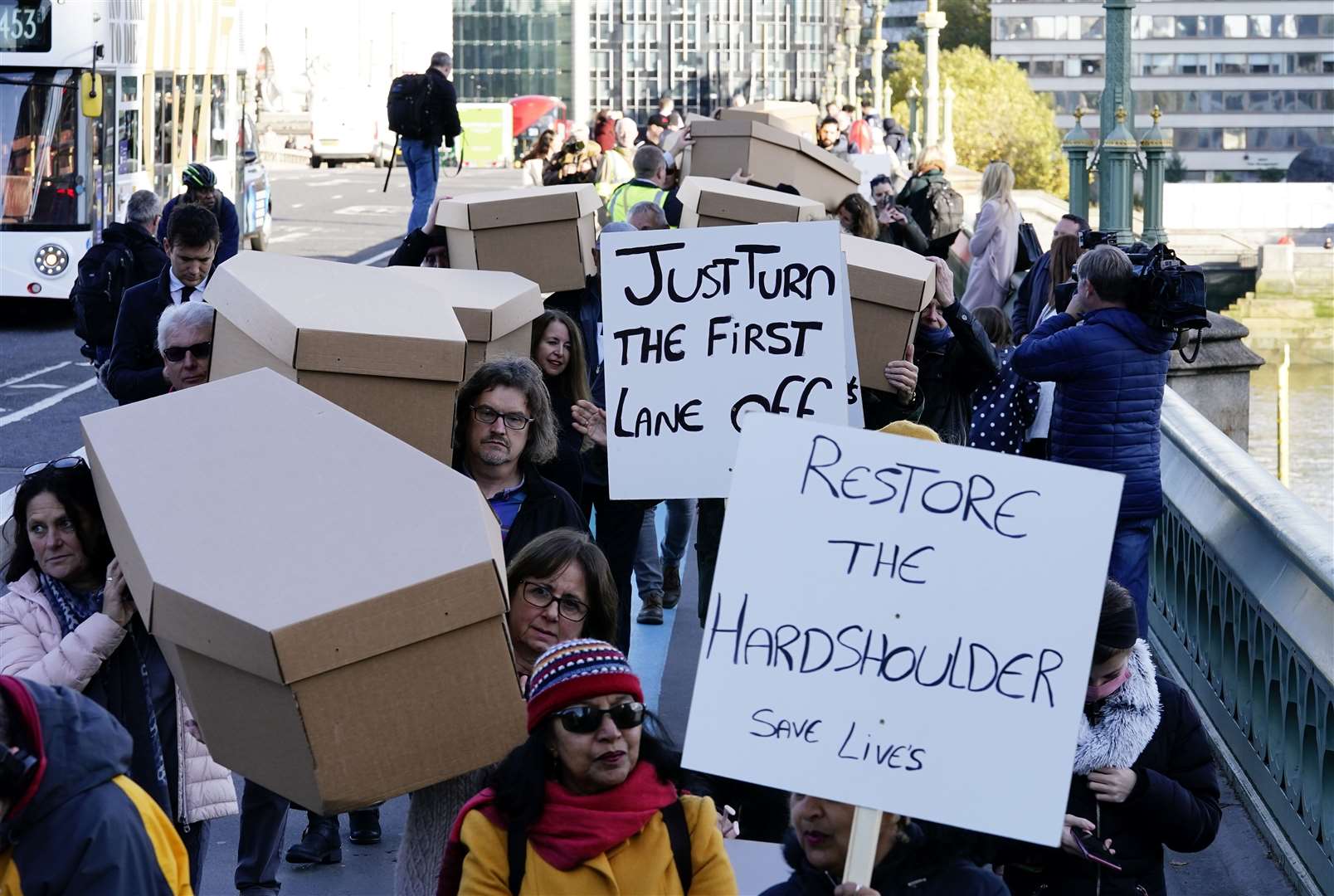 Demonstrators head for Parliament Square (Victoria Jones/PA)