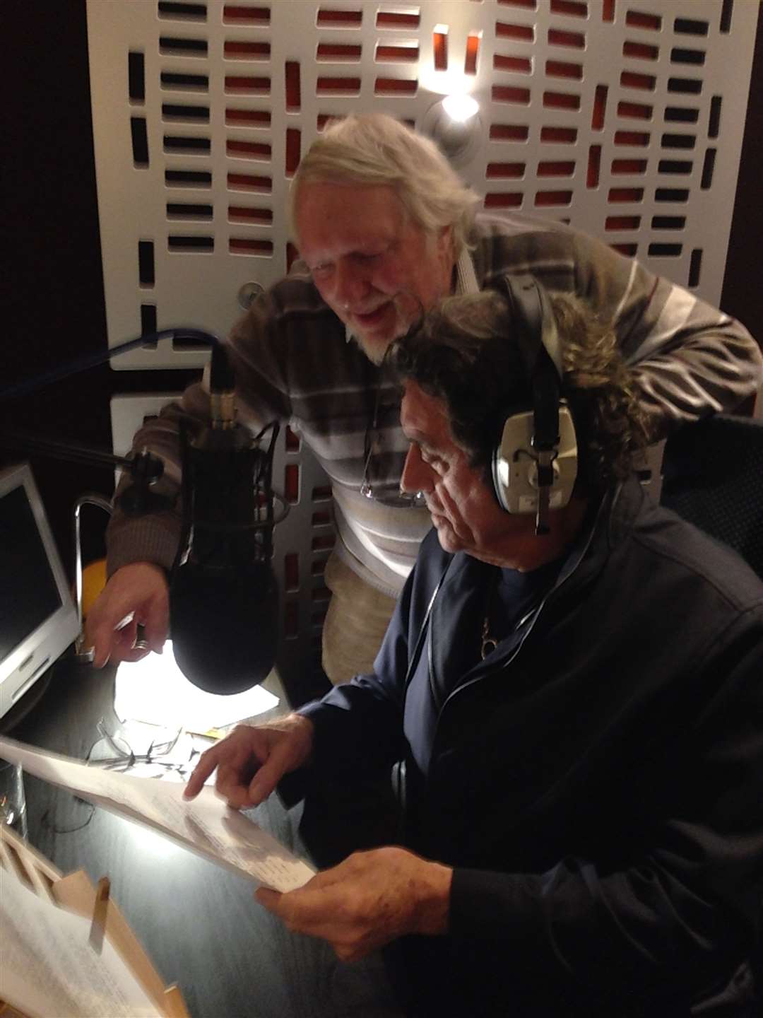 Ken Rowles and Ian McShane recording the voice-over for A Disaster Waiting To Happen
