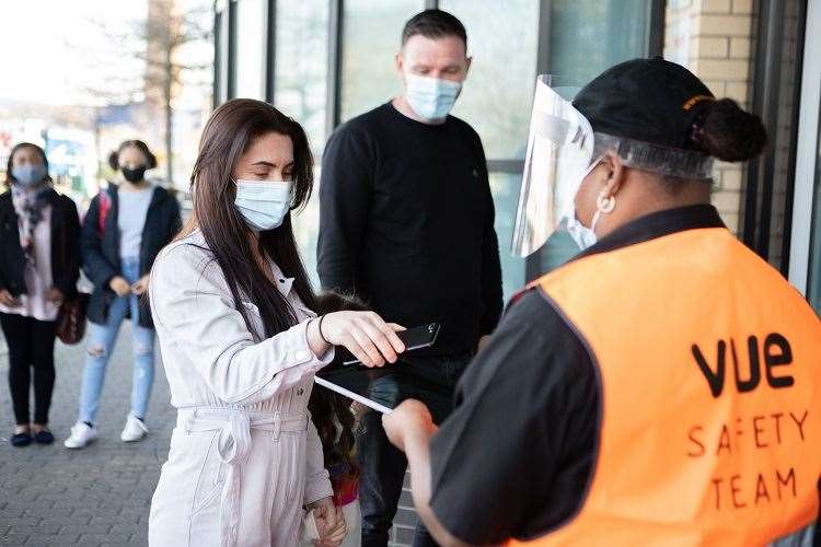 A mobile ticket being scanned at a cinema (Vue Cinemas/PA)