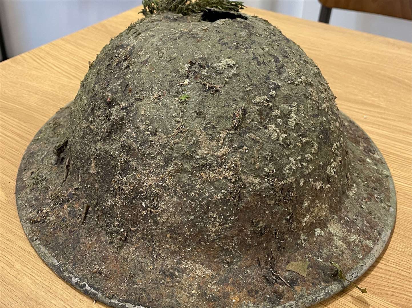 A helmet, thought to have belonged to a soldier, discovered by volunteers when clearing the River Stour