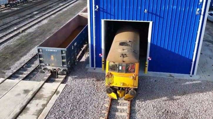 A train at the new depot in Tonbridge