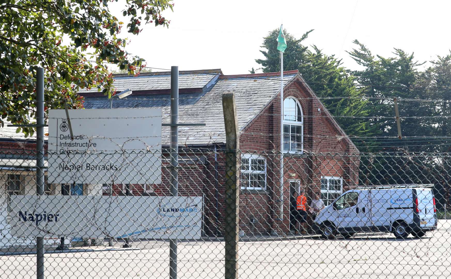 A view of Napier Barracks in Folkestone, Kent, where migrants who have crossed the Channel in small boats are being housed in the military barracks while their asylum claims are processed (PA)