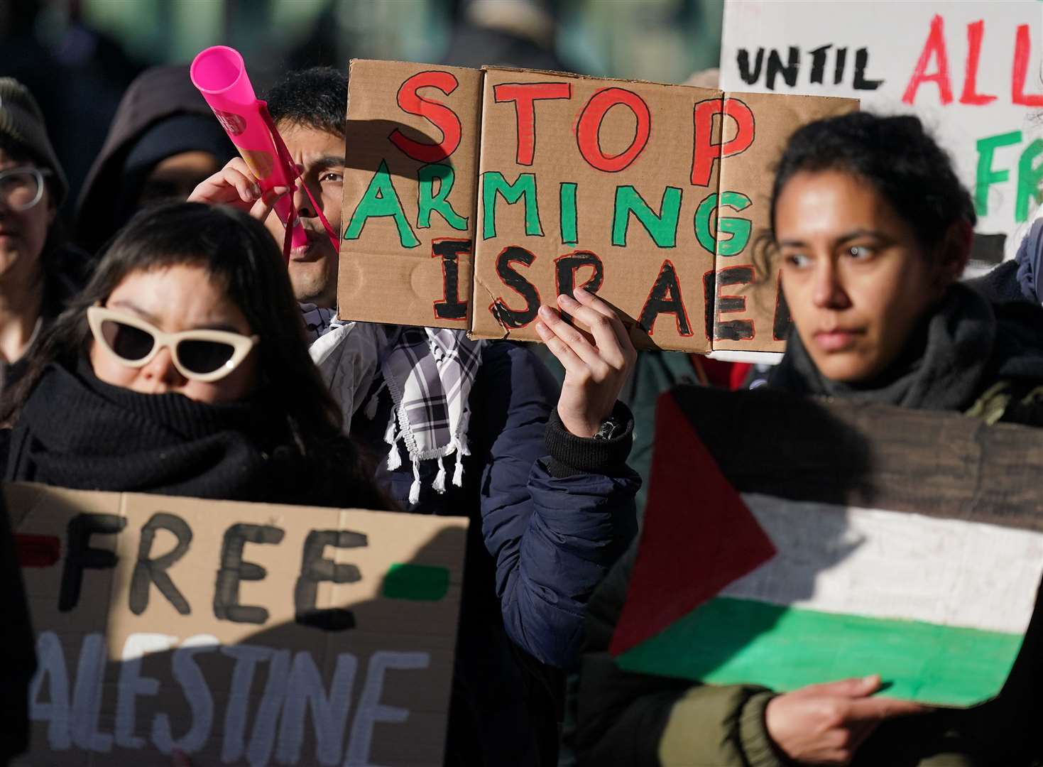 School and university students take part in a School Strike for Palestine walkout in George Square, Glasgow (Andrew Milligan/PA)