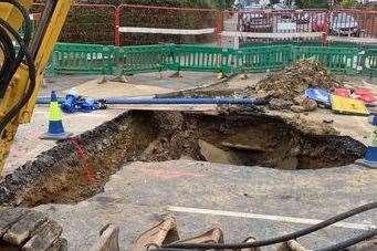 A sinkhole opened up along Tonbridge Road, near the junction with Cherry Orchard Way in Maidstone. Picture: Dean Cheeseman