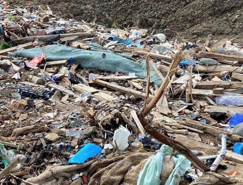 The rubbish and building materials that could be seen dumped along Sheppey's beaches by the Eastchurch Gap. Picture: Lenny Johnson