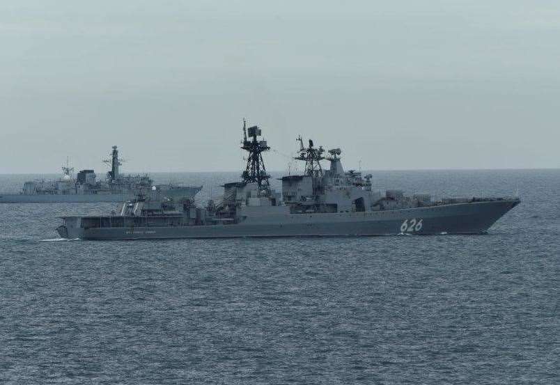 British warships shadow Russian vessels as they travel through English ...