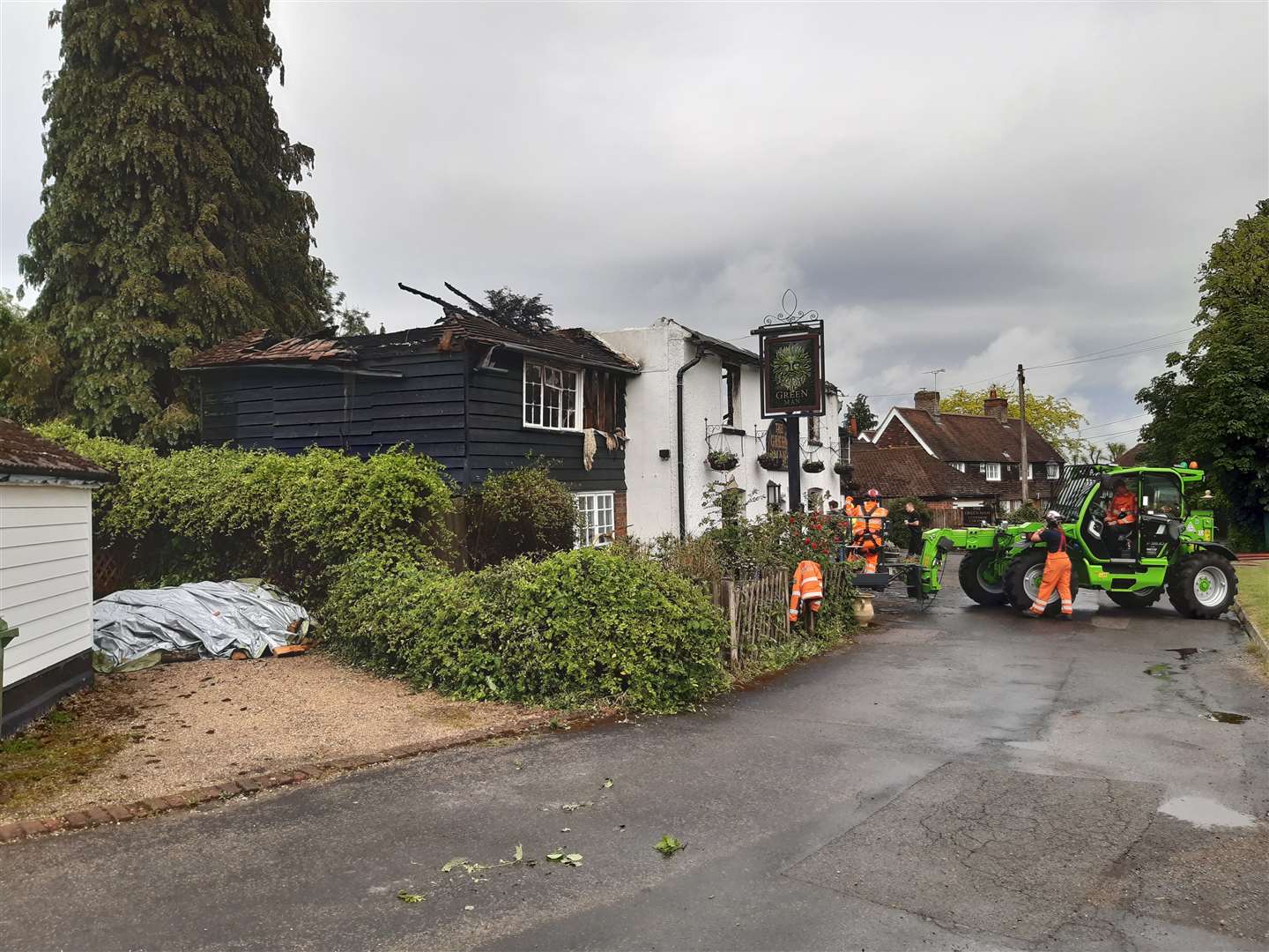 A fire ripped through the Green Man pub in Hodsoll Street near New Ash Green and Vigo Village