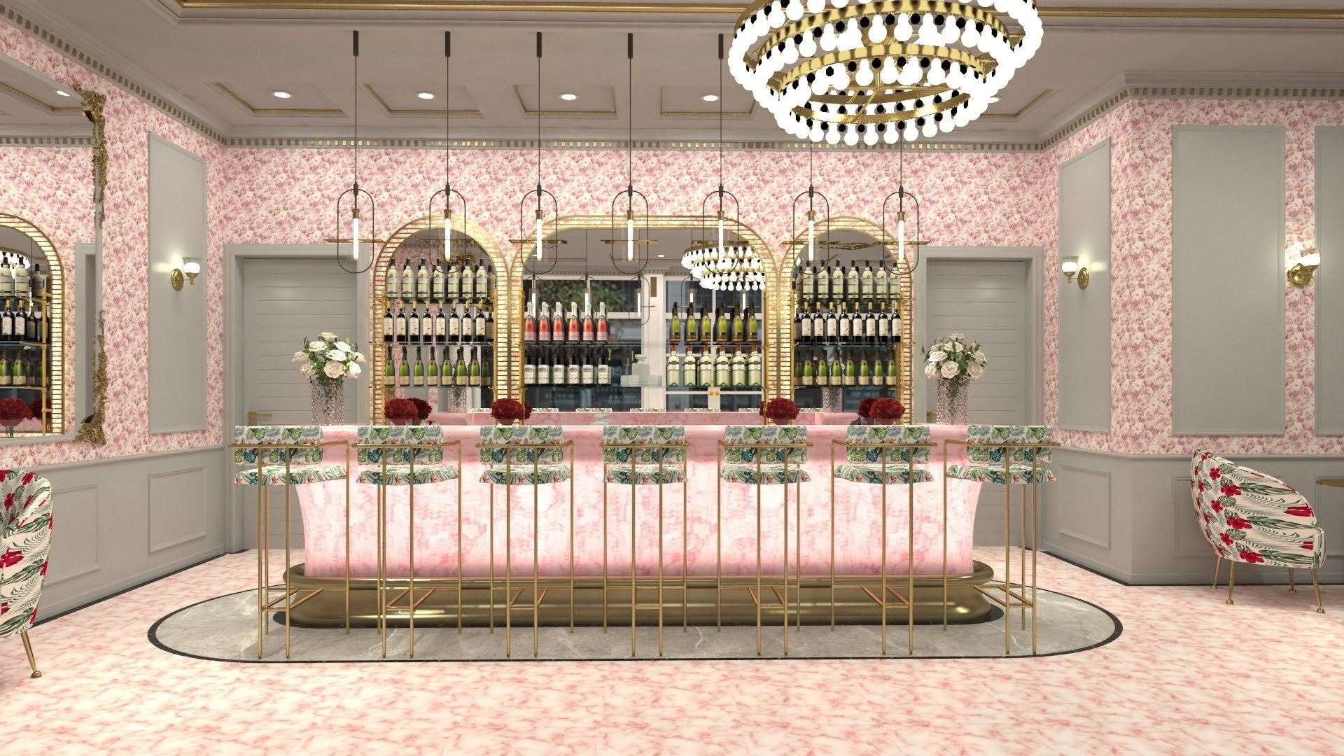 The Georgian-style bistro will have a light-up pink bar at the centre