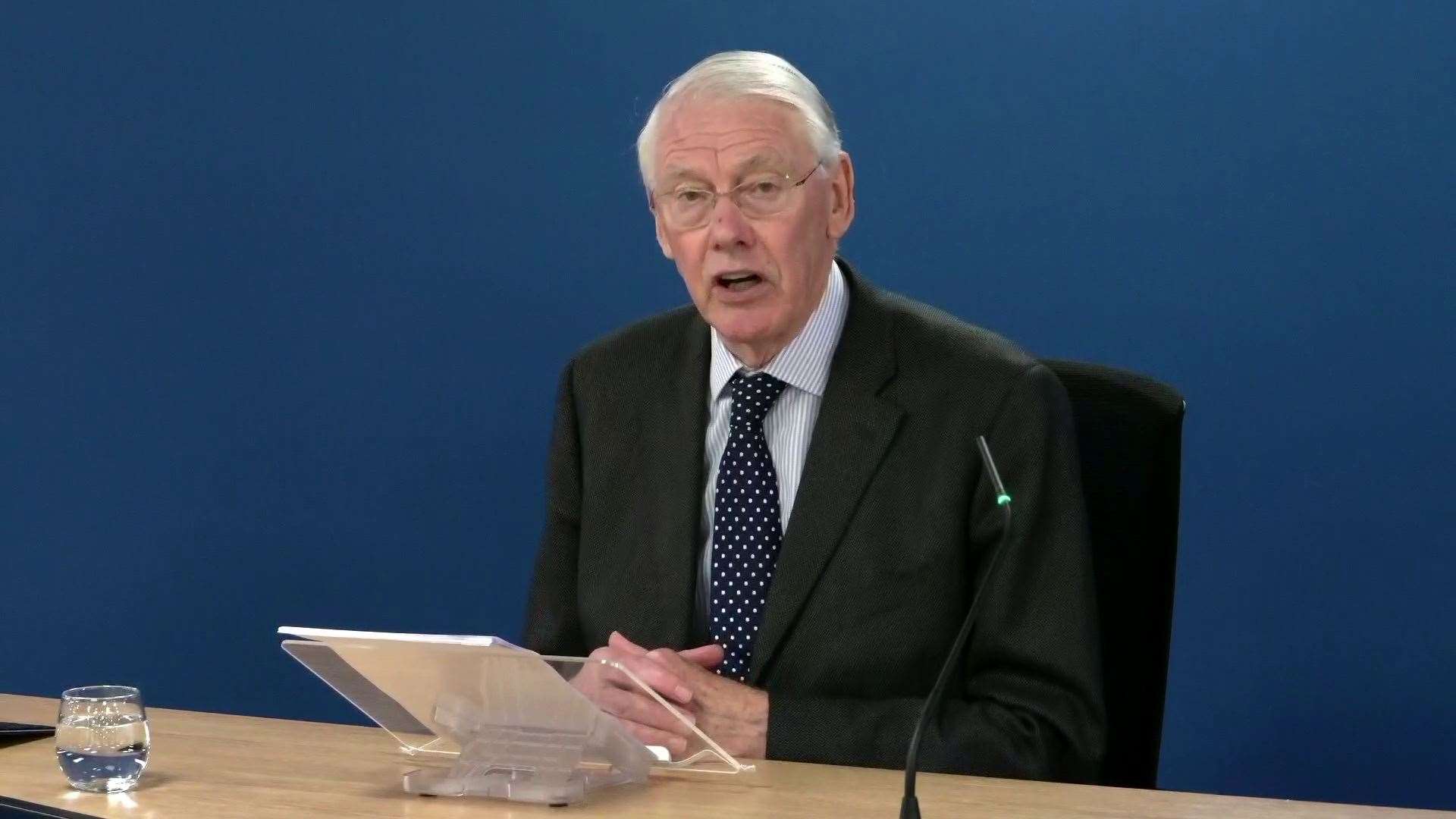 Inquiry chairman Sir Martin Moore-Bick reading a statement following the publication of the final report (PA)