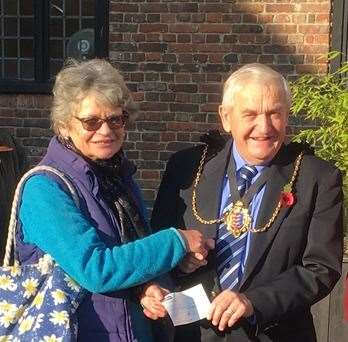 Sheila Ward from Deal Area Foodbank and the Mayor of Sandwich Cllr Jeff Franklin pictured in November 2019