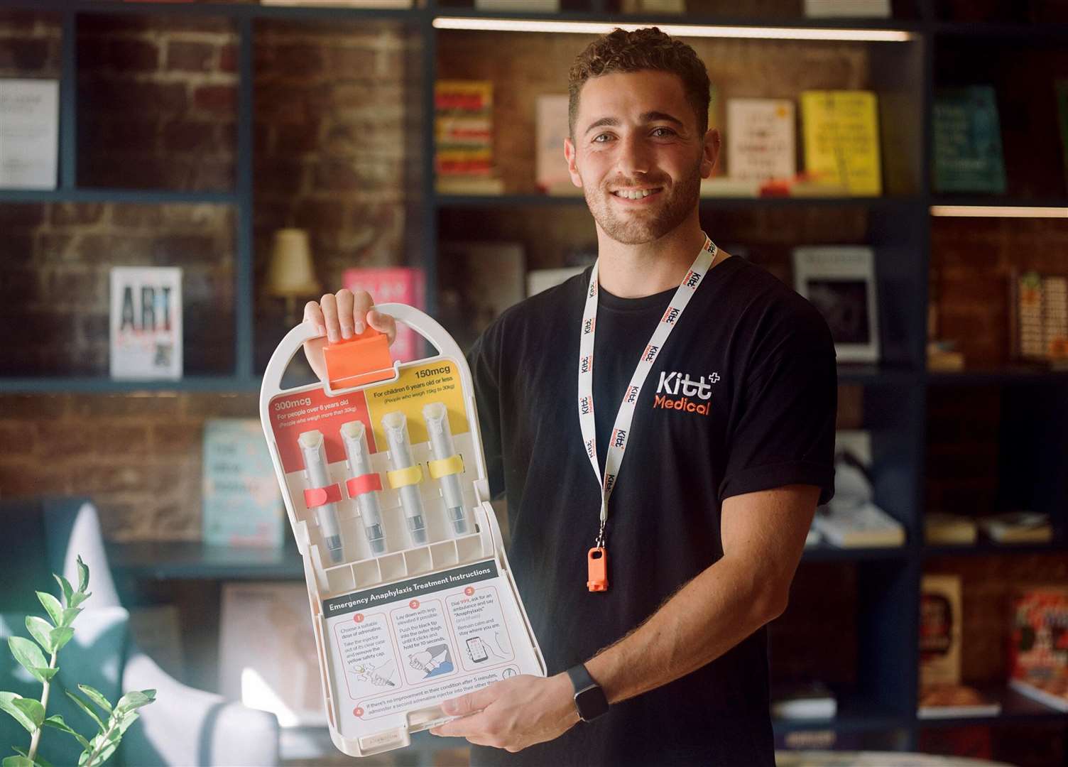 Co-founder of Kitt Medical, Zak Marks, with one of its Anaphylaxis Kitts. Picture: Kitt Medical