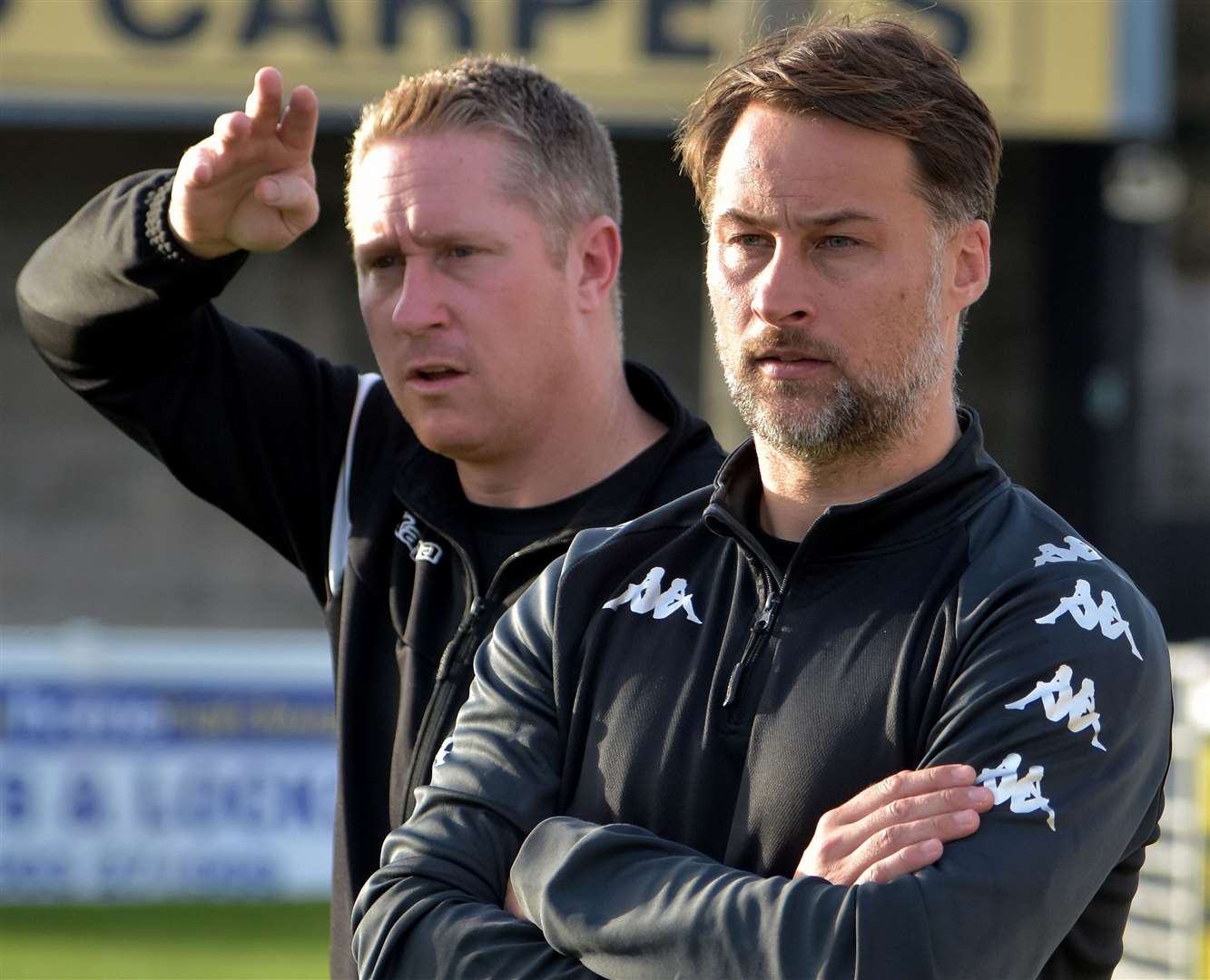 Roland Edge, left, and Micheal Everitt have been relieved of their duties at Folkestone. Picture: Randolph File