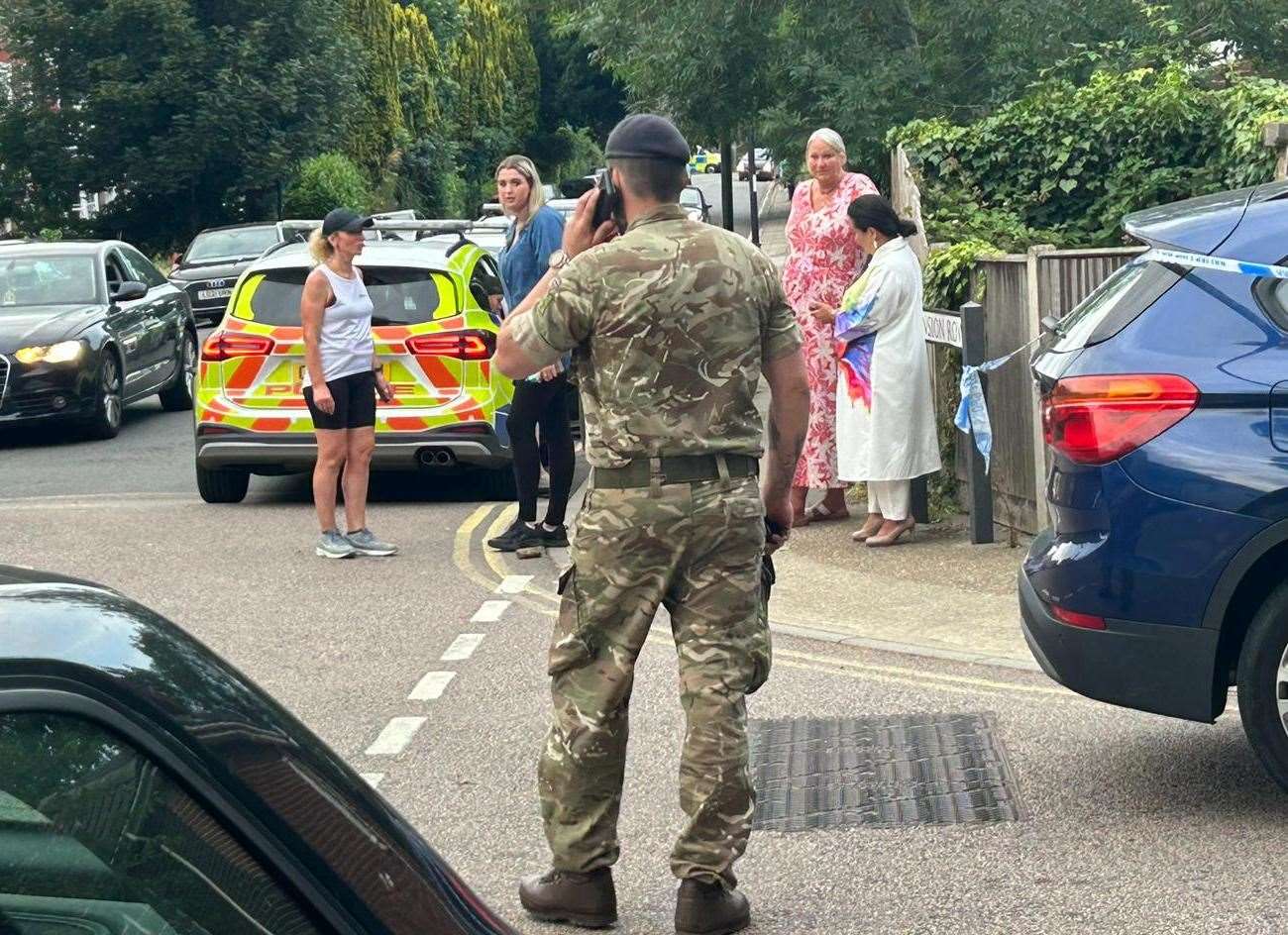 Police were called to Sally Port Gardens in Gillingham after a solider was attacked. Picture: Brad Harper/KMG