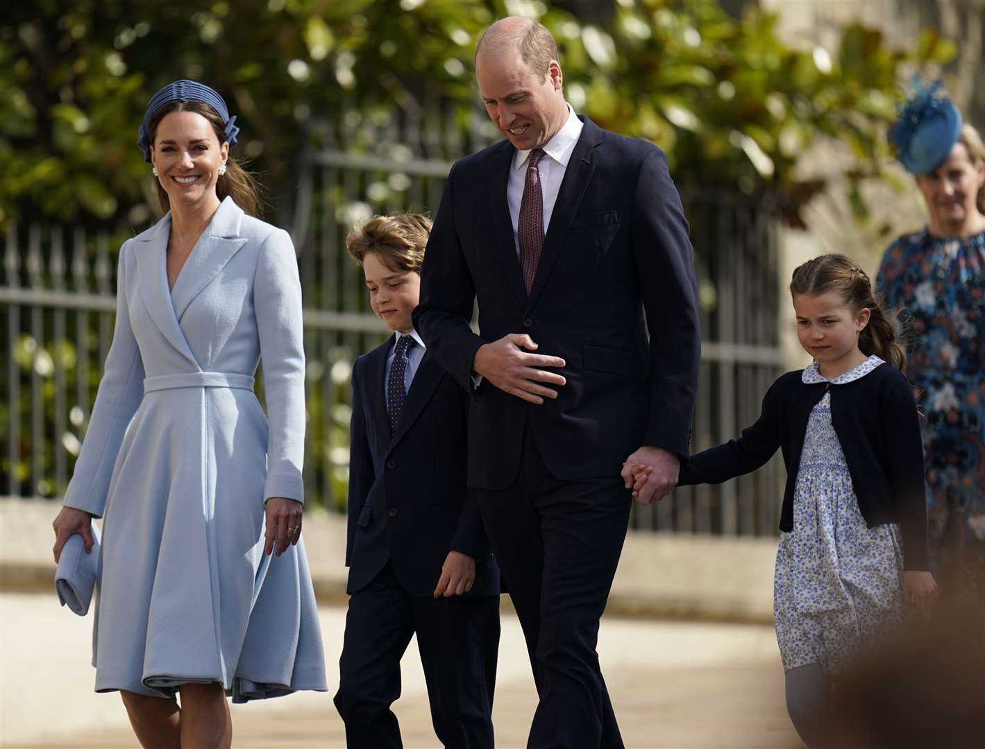 The Duke of Cambridge held his daughter’s hand as they headed into the chapel on Sunday morning (Andrew Matthews/PA)