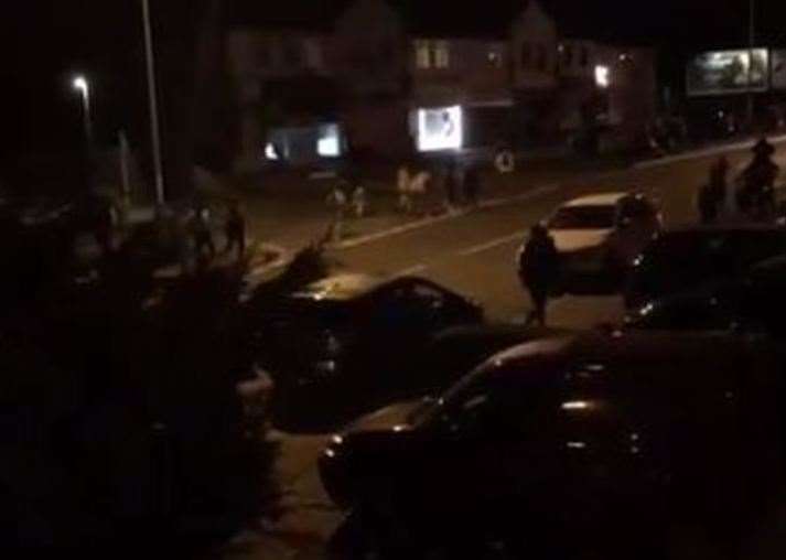 People were seen running around the streets in the early hours after the Swanley rave