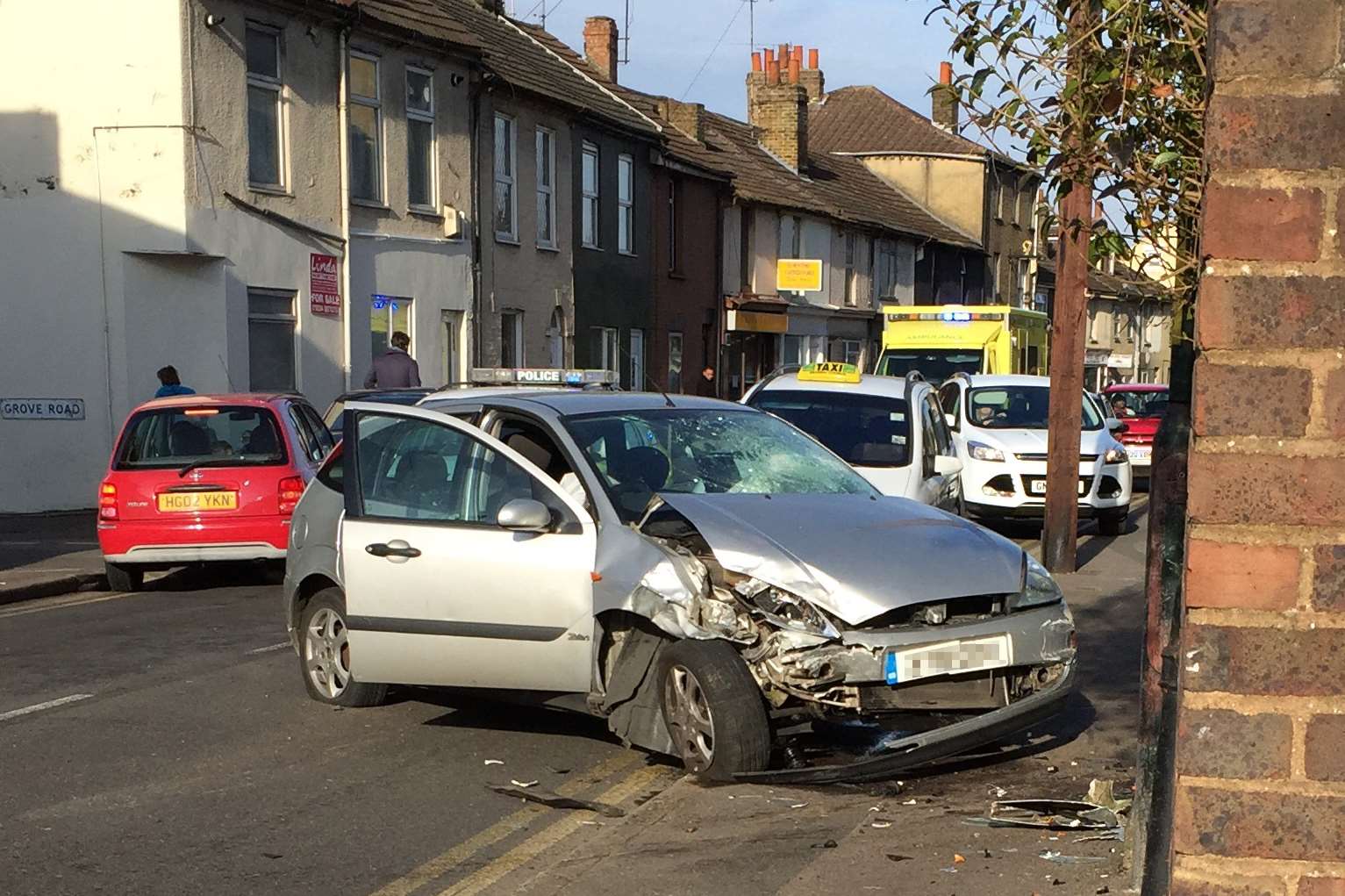 The car crashed through a wall