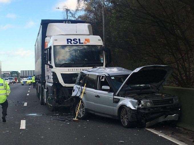 A woman was injured in a collision on the A2. Picture from Kent Police Gravesham (25064382)