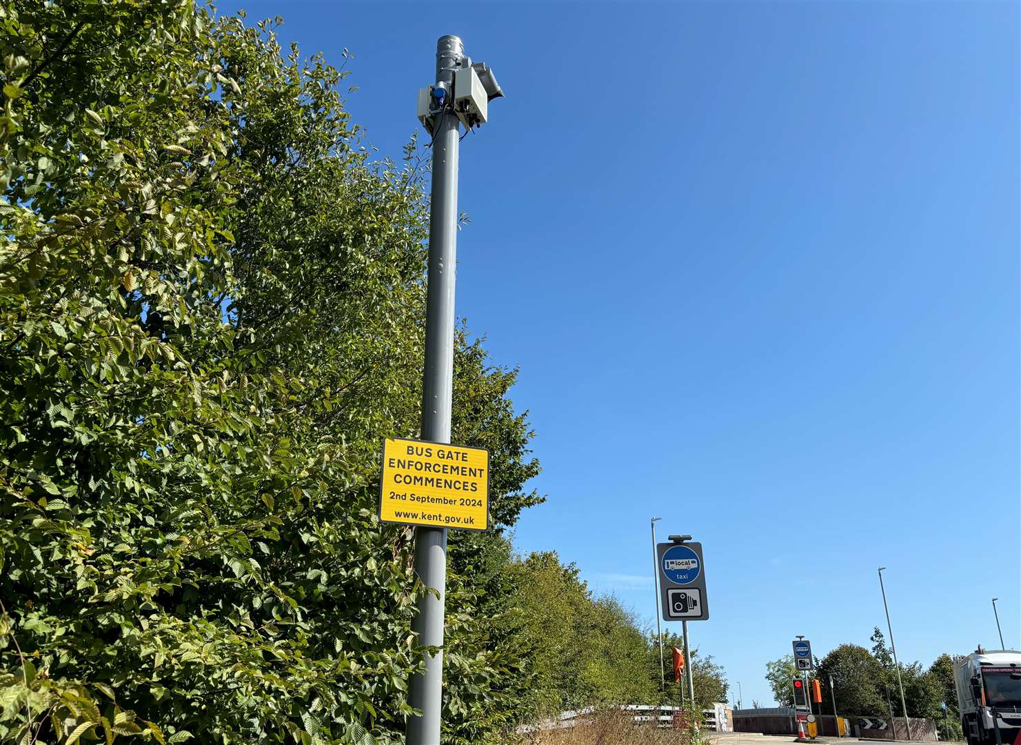 The new ANPR camera between Sackville Crescent and Carlton Road in Ashford