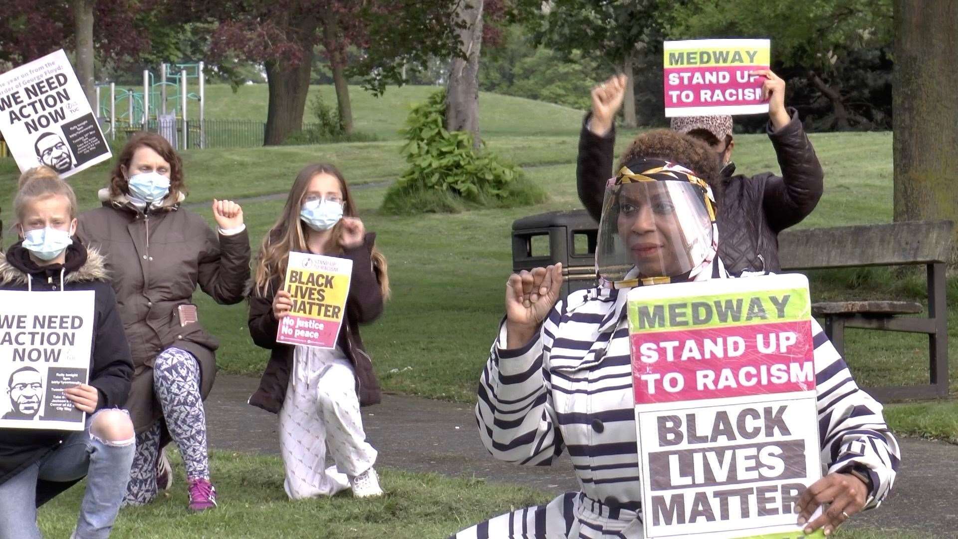 Protestors gathered in Rochester on the anniversary of George Floyd's death earlier this year