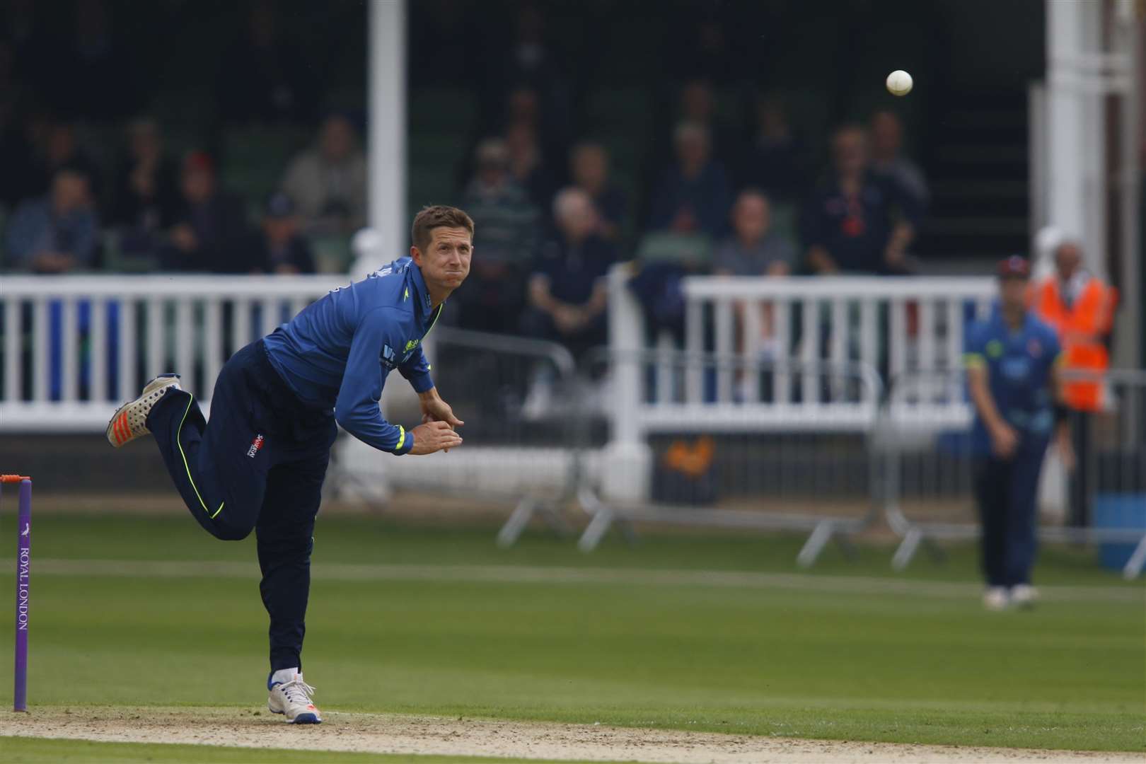 Joe Denly bowling. Picture: Andy Jones