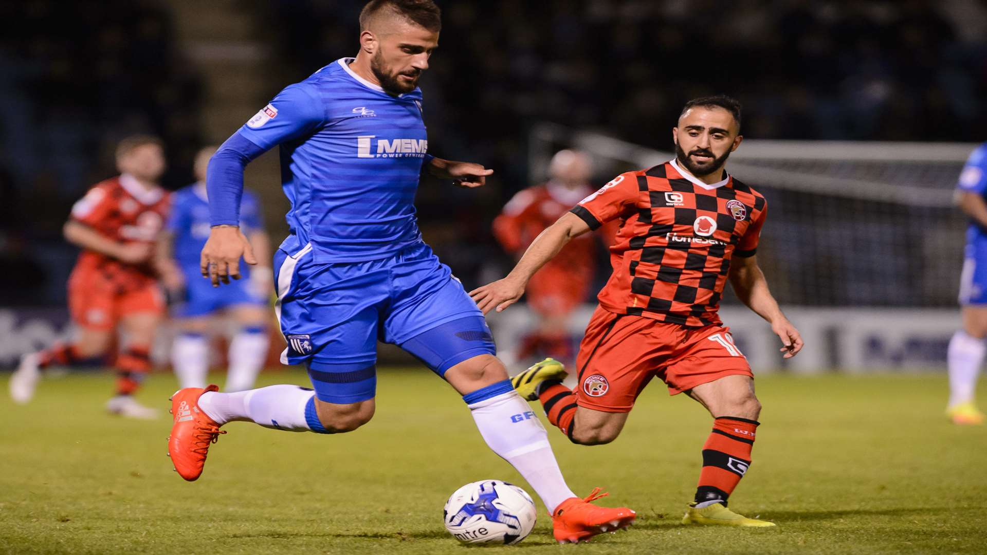 Max Ehmer keeping the ball from from Erhun Oztumer during a previous encounter Picture: Andy Payton