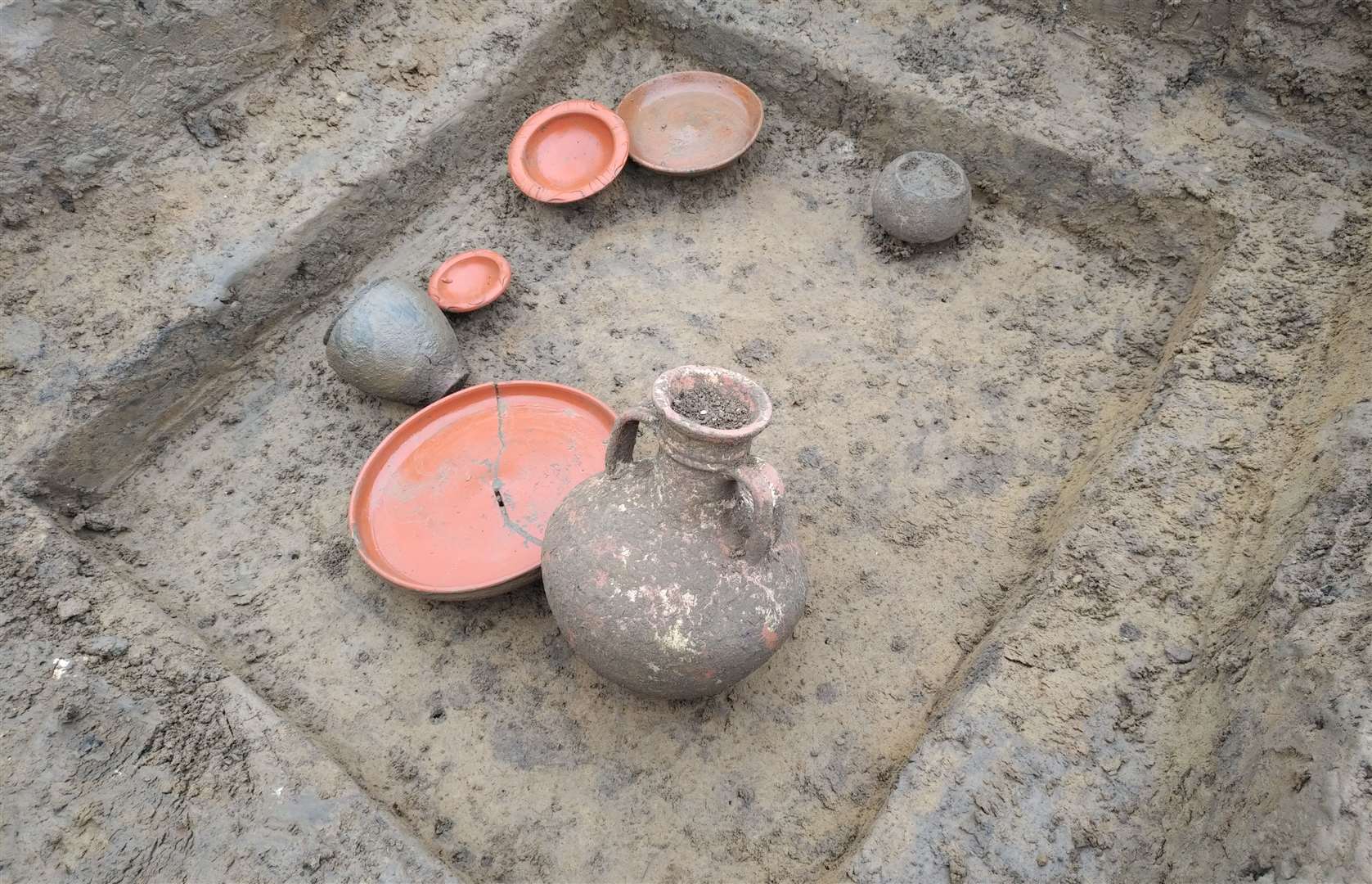 Some of the pots found during the excavation of the site in Newington, near Sittingbourne