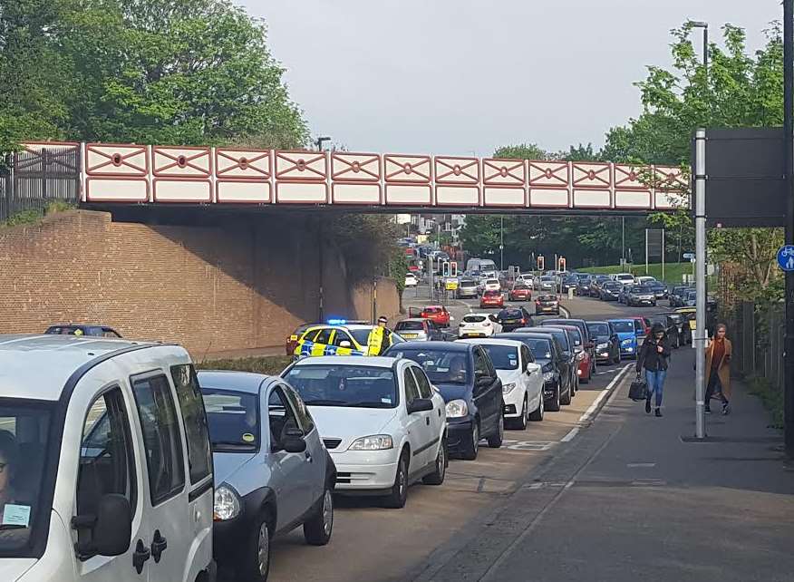 Traffic built up near the crash after the road was closed