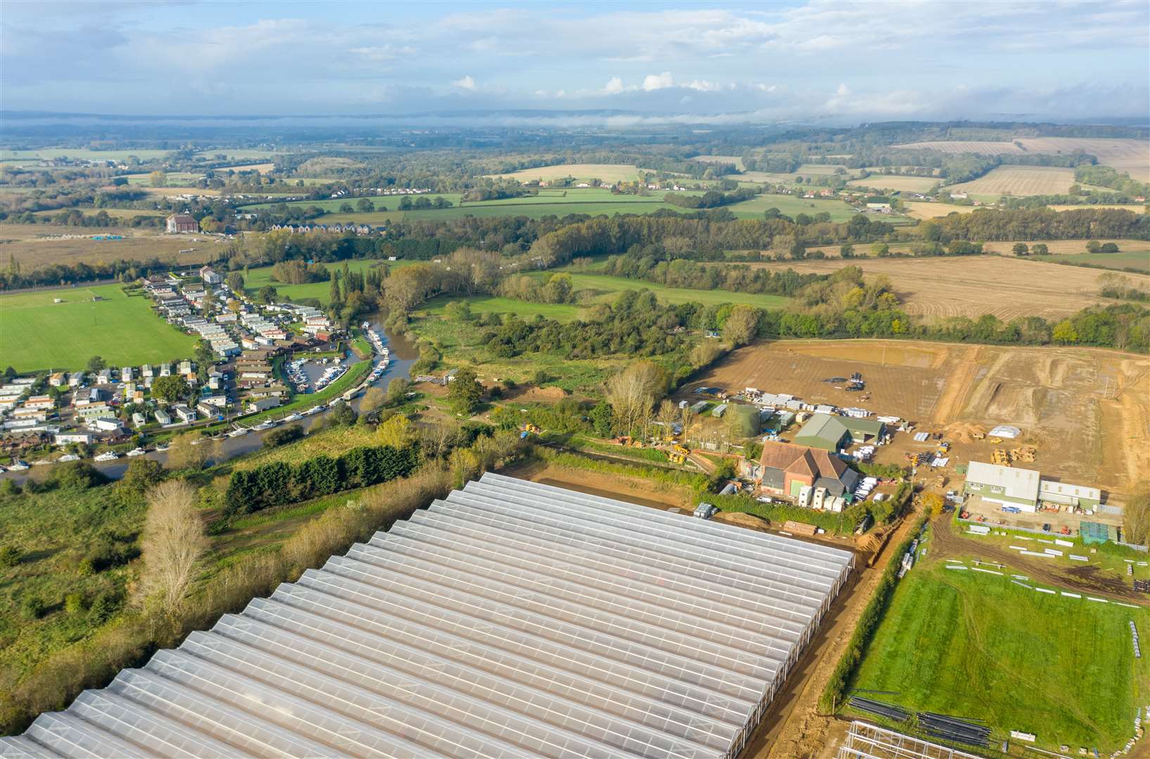 Clock House Farm's Yalding site, Gooselands, with the River Medway to the left