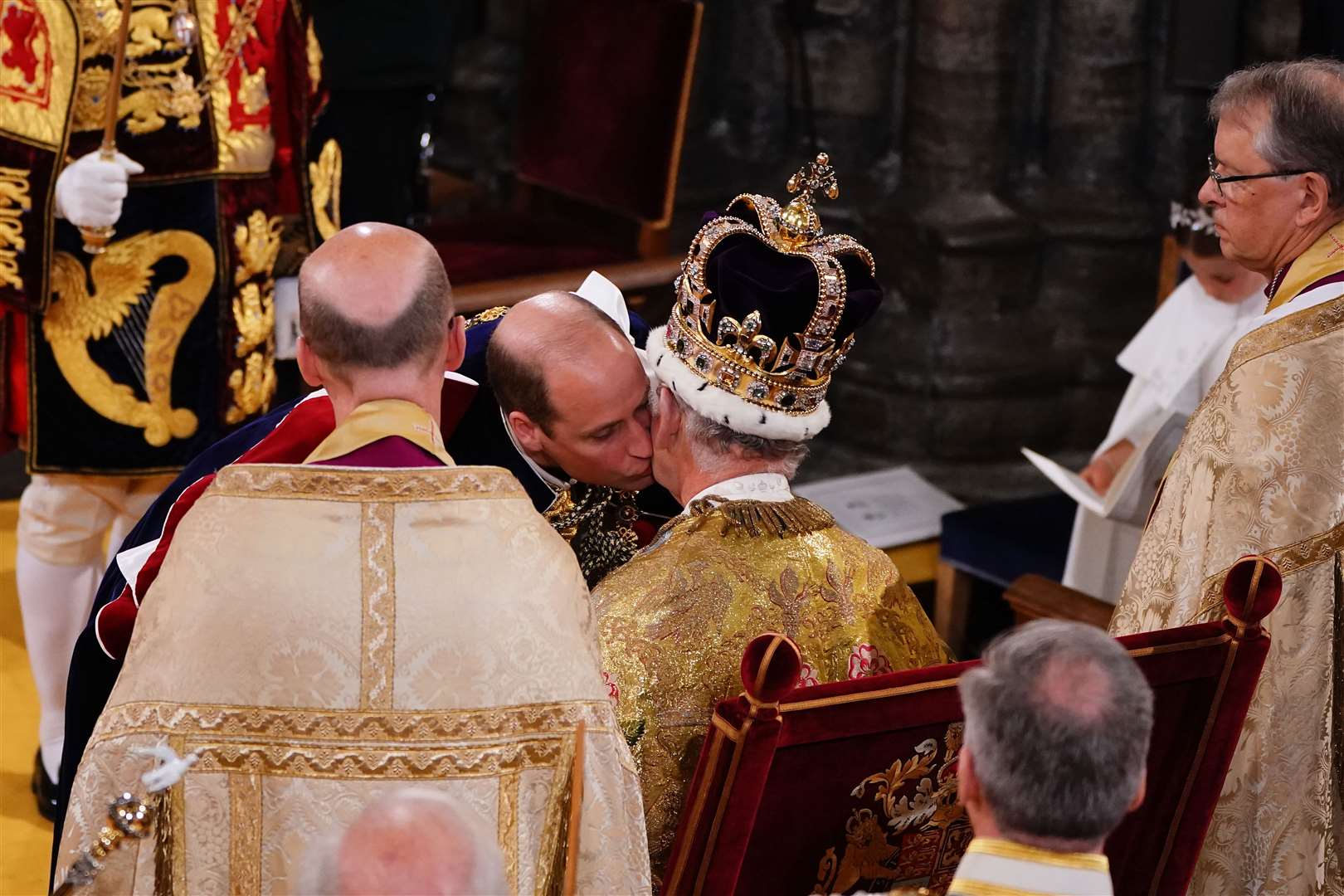 The Prince of Wales kisses the King on the cheek (Yui Mok/PA)