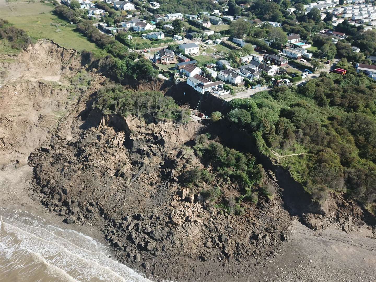 The cliff fall at Surf Crescent, Eastchurch. Drone picture: Henry Cooper