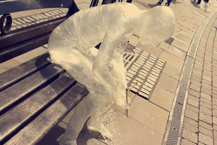 The life-size replica is made completely of sellotape. Picture: Emily Magid