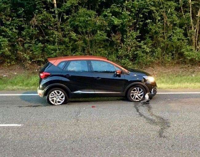 Four teens were charged after police spotted the group in this car on the Wainscott Bypass