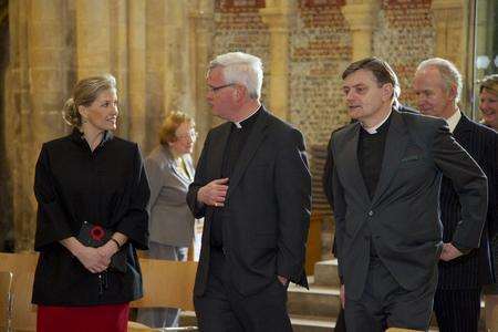 The countess with the Dean of Rochester, the Very Rev Dr Mark Beach and Canon Pastor Phil Hesketh
