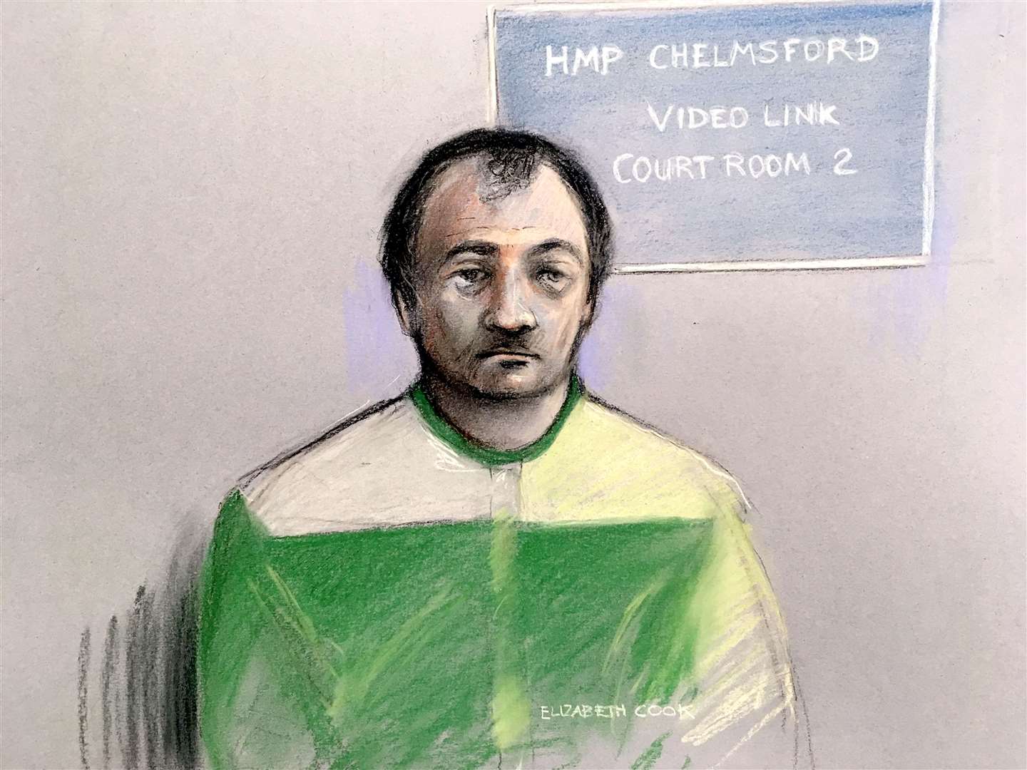 Court artist sketch of Terence Glover (Elizabeth Cook/PA)