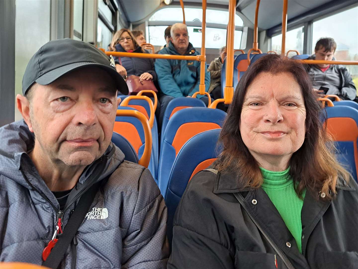 Jackie and Tim Carter on the first Fastrack bus on Sunday morning